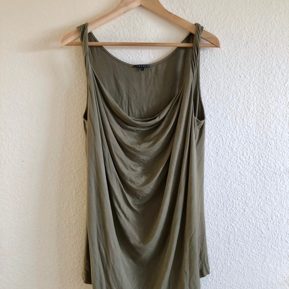 Theory Olive Green Cowl Neck Tank Top - Picture 1 of 6